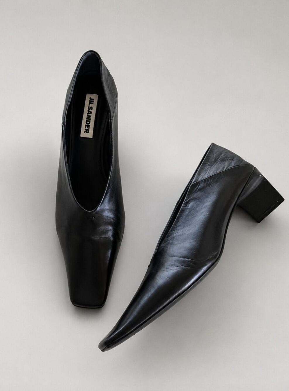 Jil Sander Tripon Pumps Womens EU 39.5/ US 9.5 Leather Court Square Toe Slip On